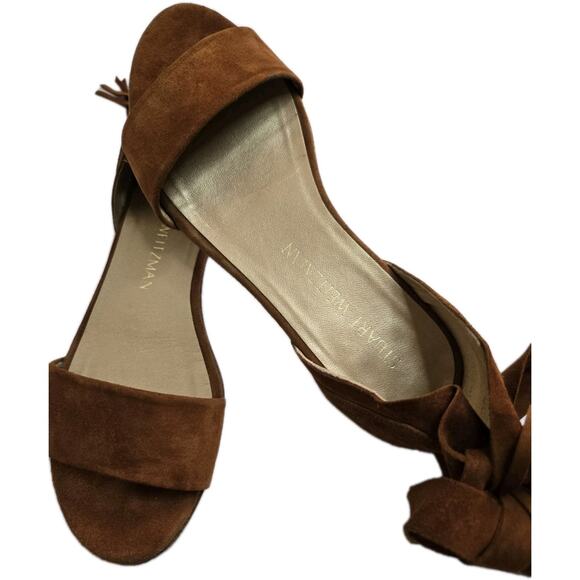 Stuart Weitzman Women's Corbata Flat Sandals Amaretto Suede Size 6 M - Picture 4 of 12